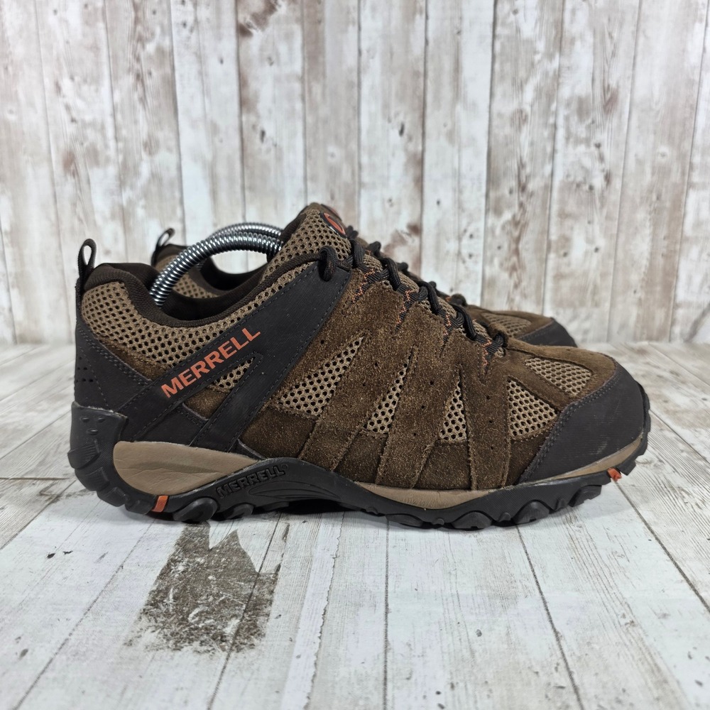 Merrell Alverstone Mens‎ 9.5 W Wide Brown Suede Hiking Shoes J48519W Low Top